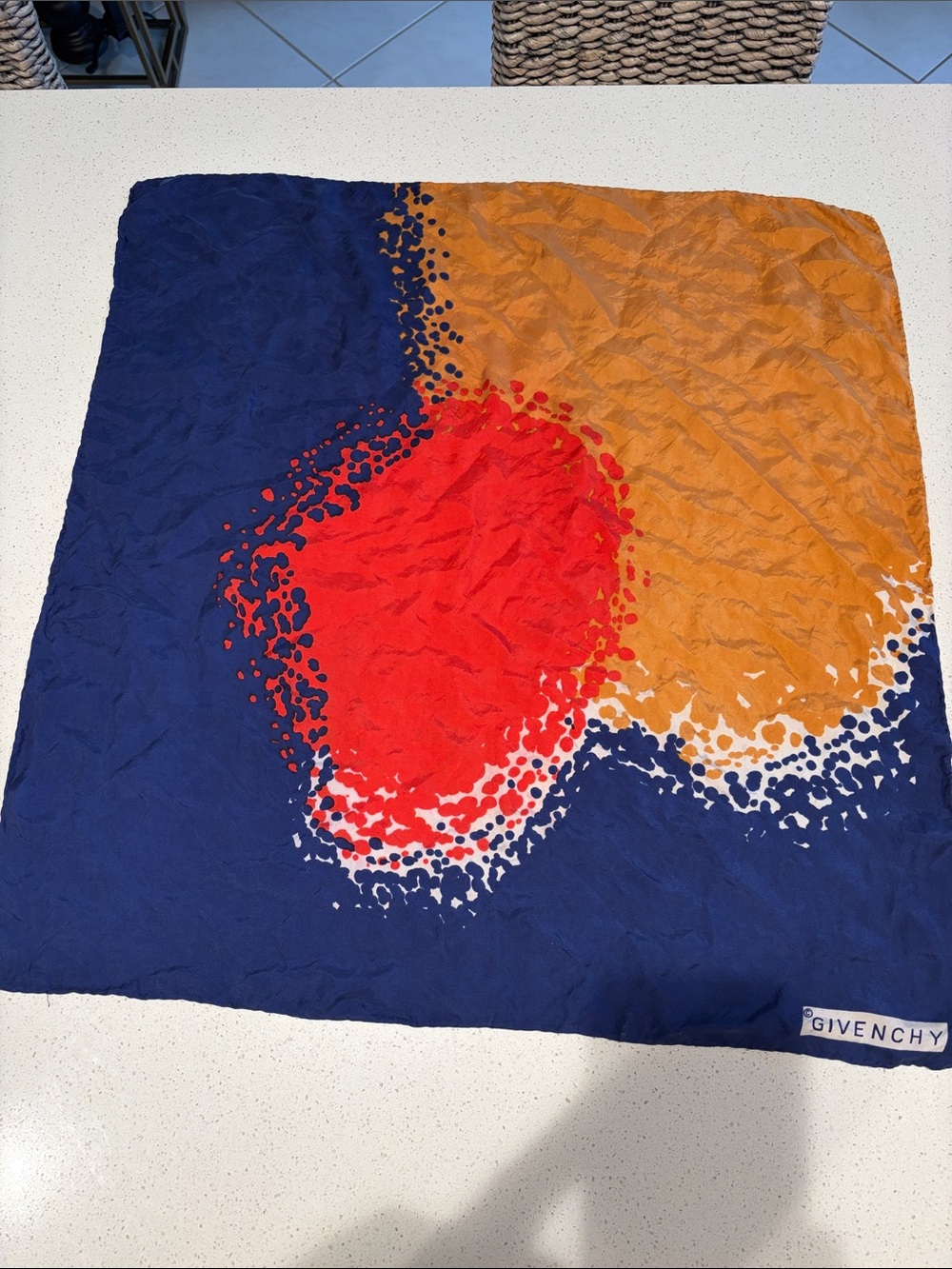 Givenchy Navy Throw with Red and Gold Splash